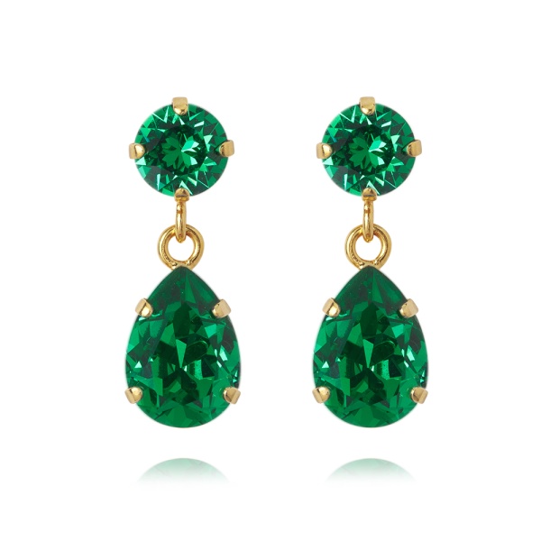 Caroline Svedbom Gold Mini Drop Earrings - Majestic Green